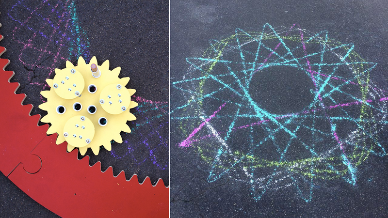 Illustration for article titled Guy Builds Giant Spirograph, Takes Chalk Art To the Next Level